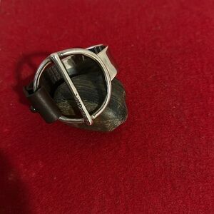 Uno de 50 Silver and Leather Circle Bracelet